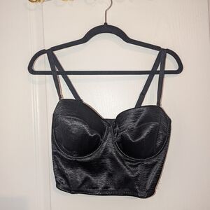 Black Satin Women's Bustier Top